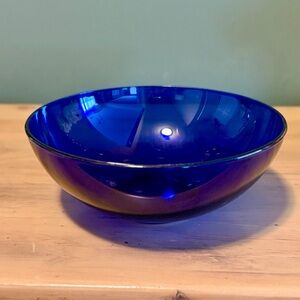 Vintage Cobalt Blue Glass Bowl | Deep Blue Serving / Display Bowl | Modern